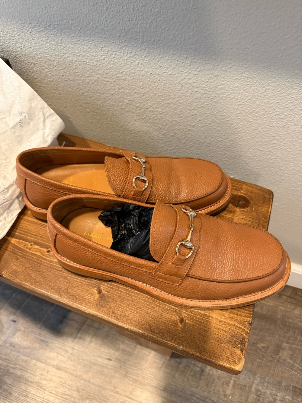 Marc Nolan Genuine Leather Bit Loafers in Cognac
